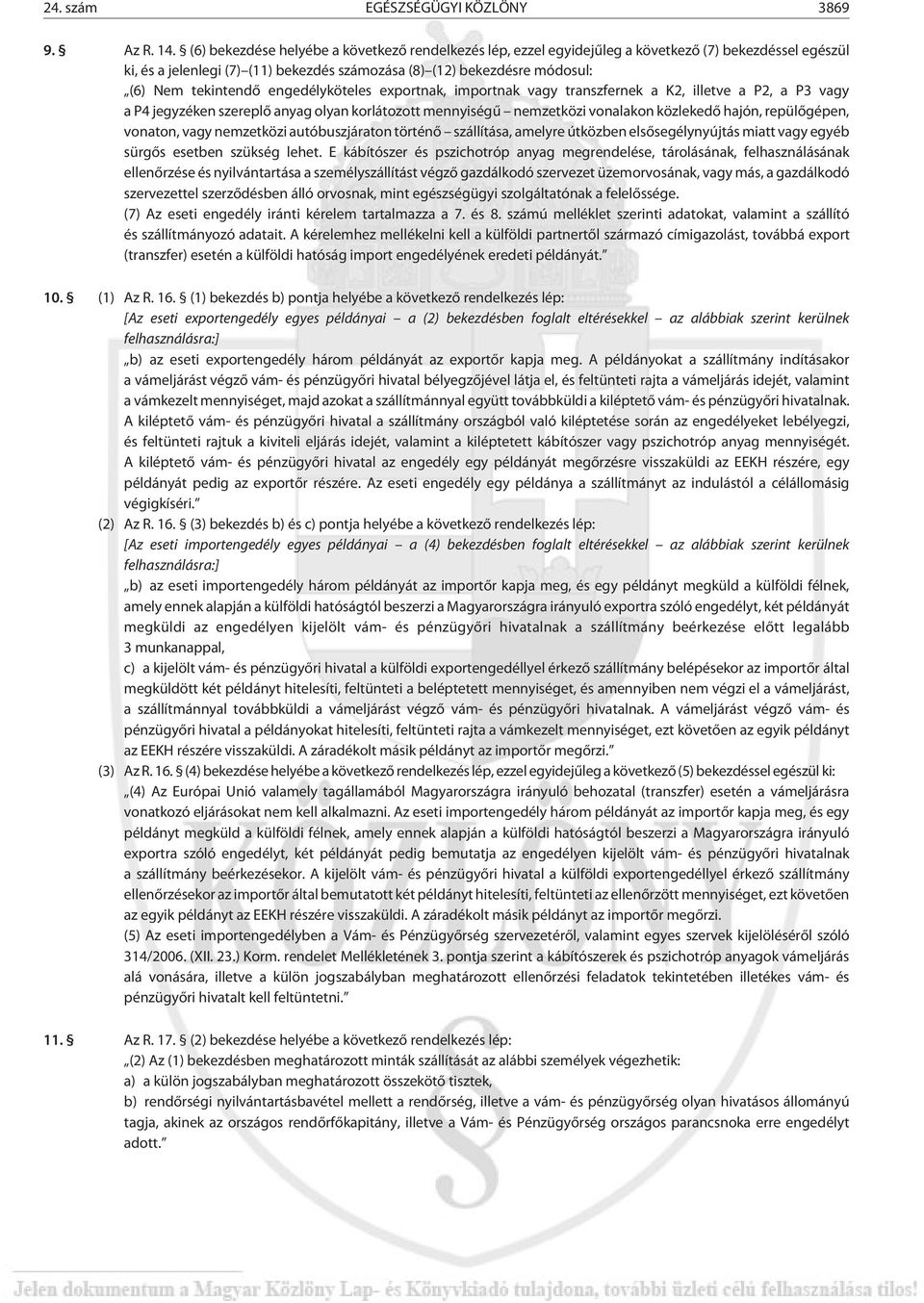 engedélyköteles exportnak, importnak vagy transzfernek a K2, illetve a P2, a P3 vagy a P4 jegyzéken szereplõ anyag olyan korlátozott mennyiségû nemzetközi vonalakon közlekedõ hajón, repülõgépen,