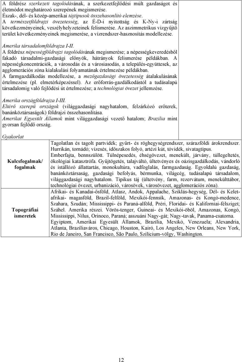 Az aszimmetrikus vízgyűjtő terület következményeinek megismerése, a vízrendszer-hasznosítás modellezése. Amerika társadalomföldrajza I-II.