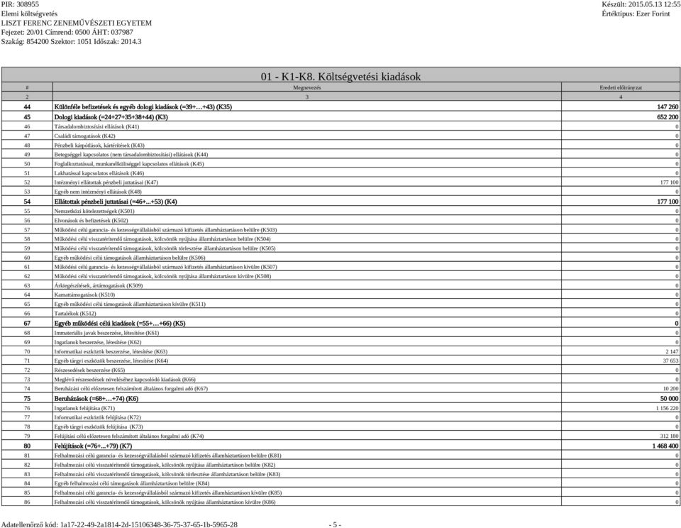 Társadalombiztosítási ellátások (K41) 0 47 Családi támogatások (K42) 0 48 Pénzbeli kárpótlások, kártérítések (K43) 0 49 Betegséggel kapcsolatos (nem társadalombiztosítási) ellátások (K44) 0 50