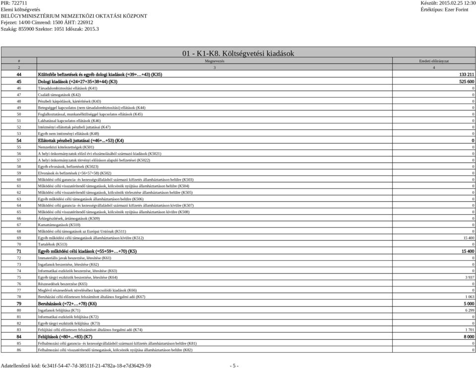 Társadalombiztosítási ellátások (K41) 0 47 Családi támogatások (K42) 0 48 Pénzbeli kárpótlások, kártérítések (K43) 0 49 Betegséggel kapcsolatos (nem társadalombiztosítási) ellátások (K44) 0 50