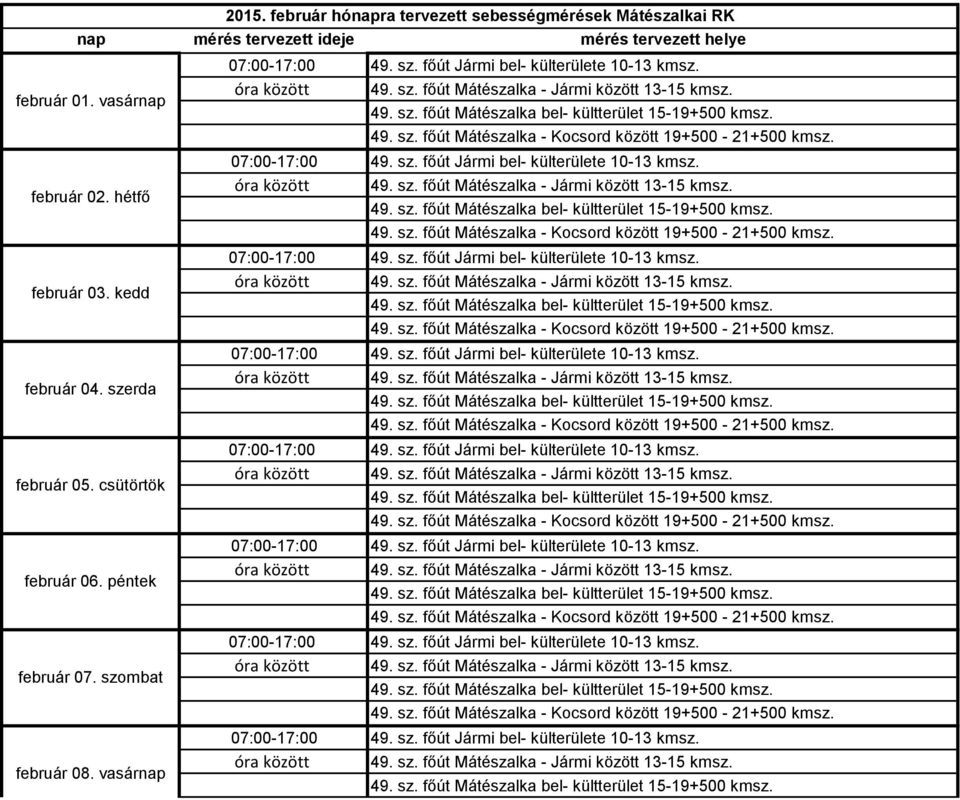 péntek február 07. szombat február 08. vasárnap 2015.