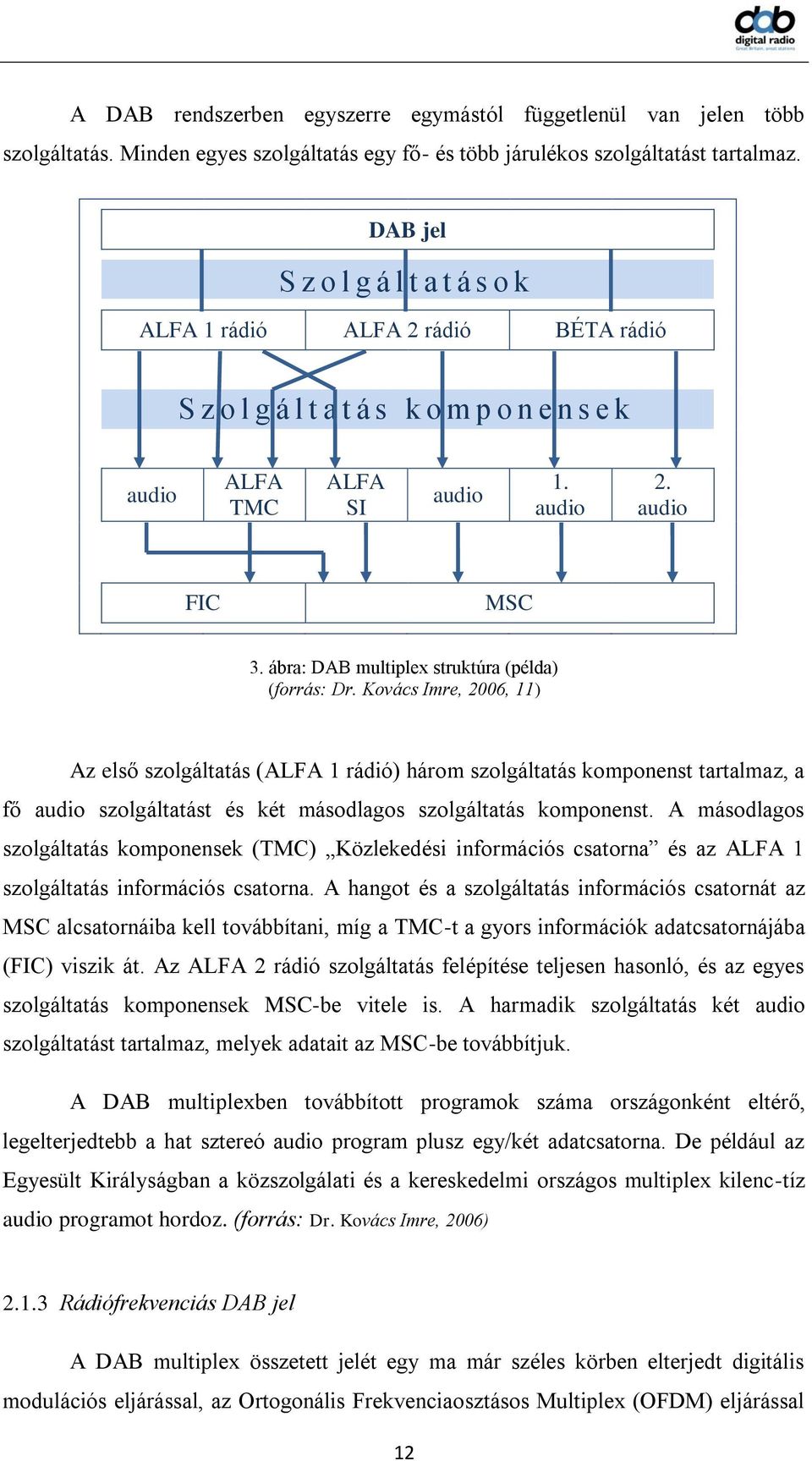 ábra: DAB multiplex struktúra (példa) (forrás: Dr.