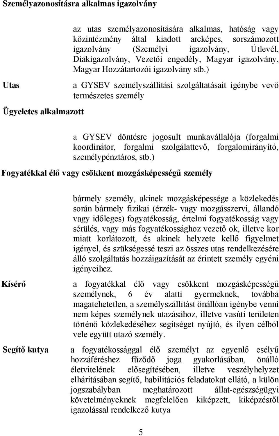 ) a GYSEV személyszállítási szolgáltatásait igénybe vevő természetes személy a GYSEV döntésre jogosult munkavállalója (forgalmi koordinátor, forgalmi szolgálattevő, forgalomirányító,