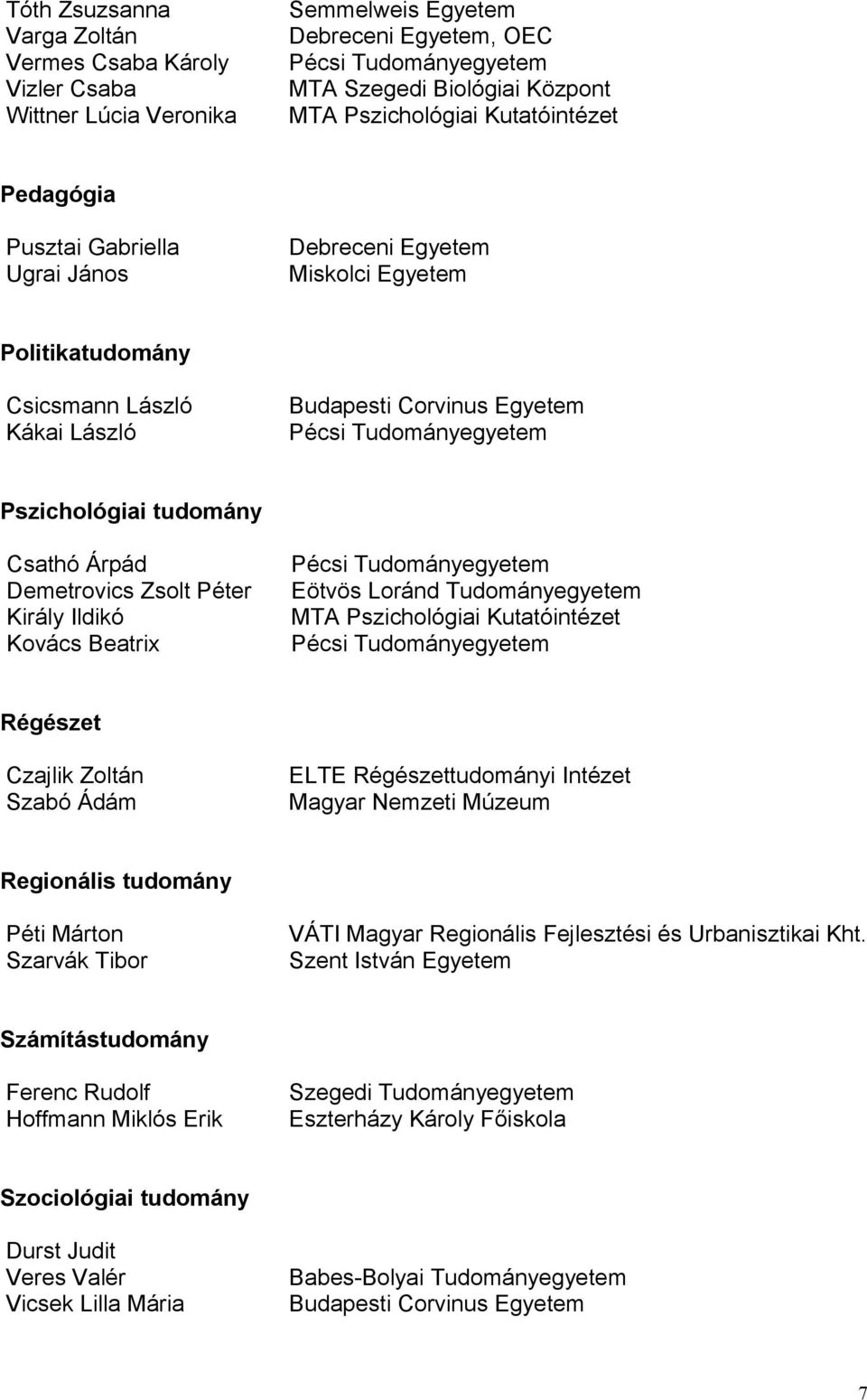 Czajlik Zoltán Szabó Ádám ELTE Régészettudományi Intézet Magyar Nemzeti Múzeum Regionális tudomány Péti Márton Szarvák Tibor VÁTI Magyar Regionális Fejlesztési és Urbanisztikai Kht.