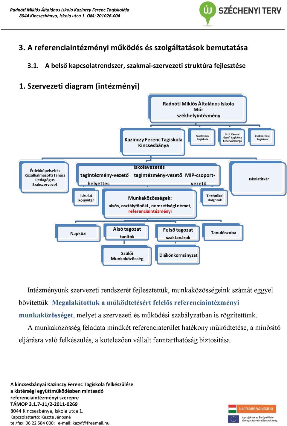 Megalakítottuk a működtetésért felelős referenciaintézményi munkaközösséget, melyet a szervezeti és működési szabályzatban is rögzítettünk.