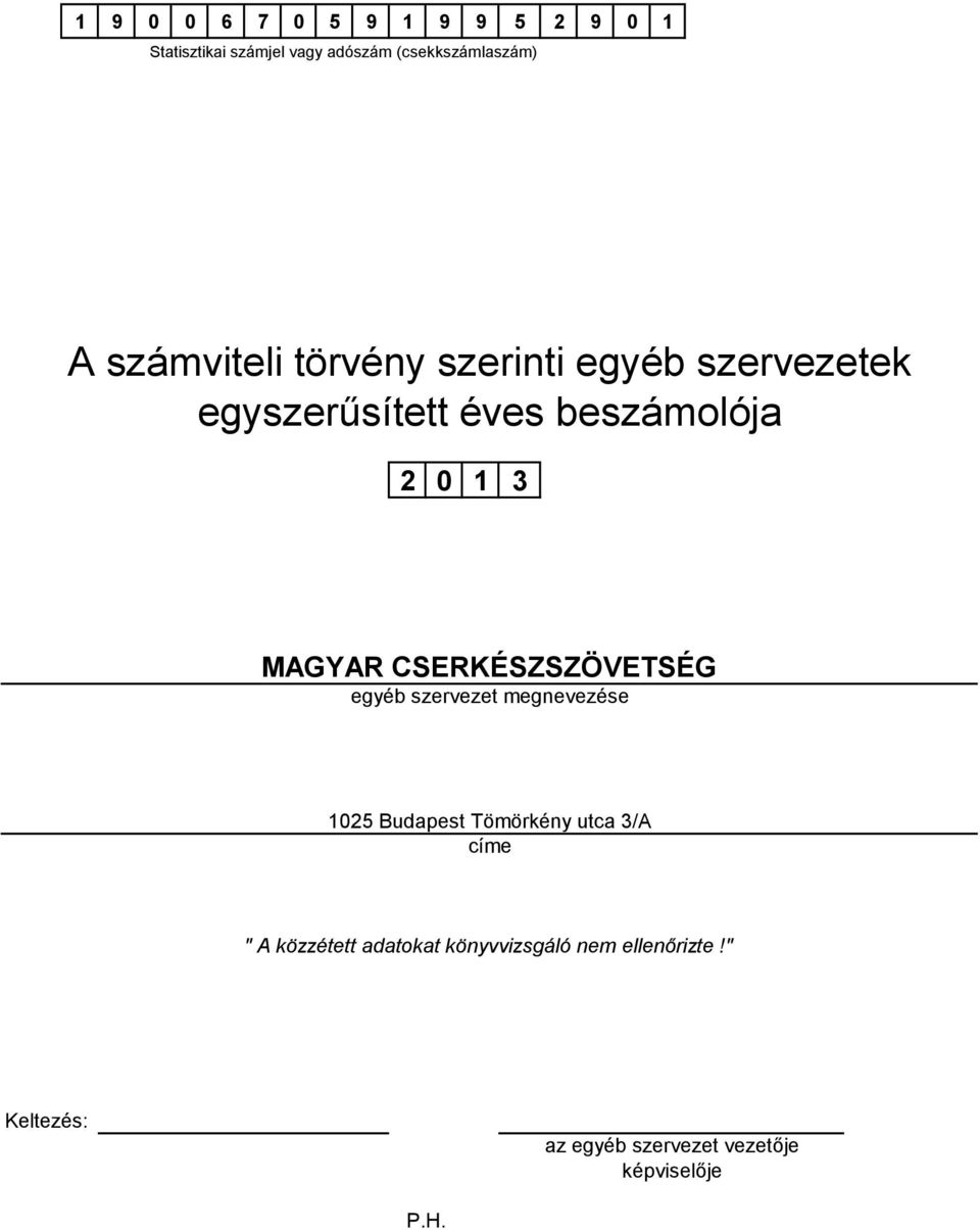 3 egyéb szervezet megnevezése 125 Budapest Tömörkény utca 3/A címe " A közzétett