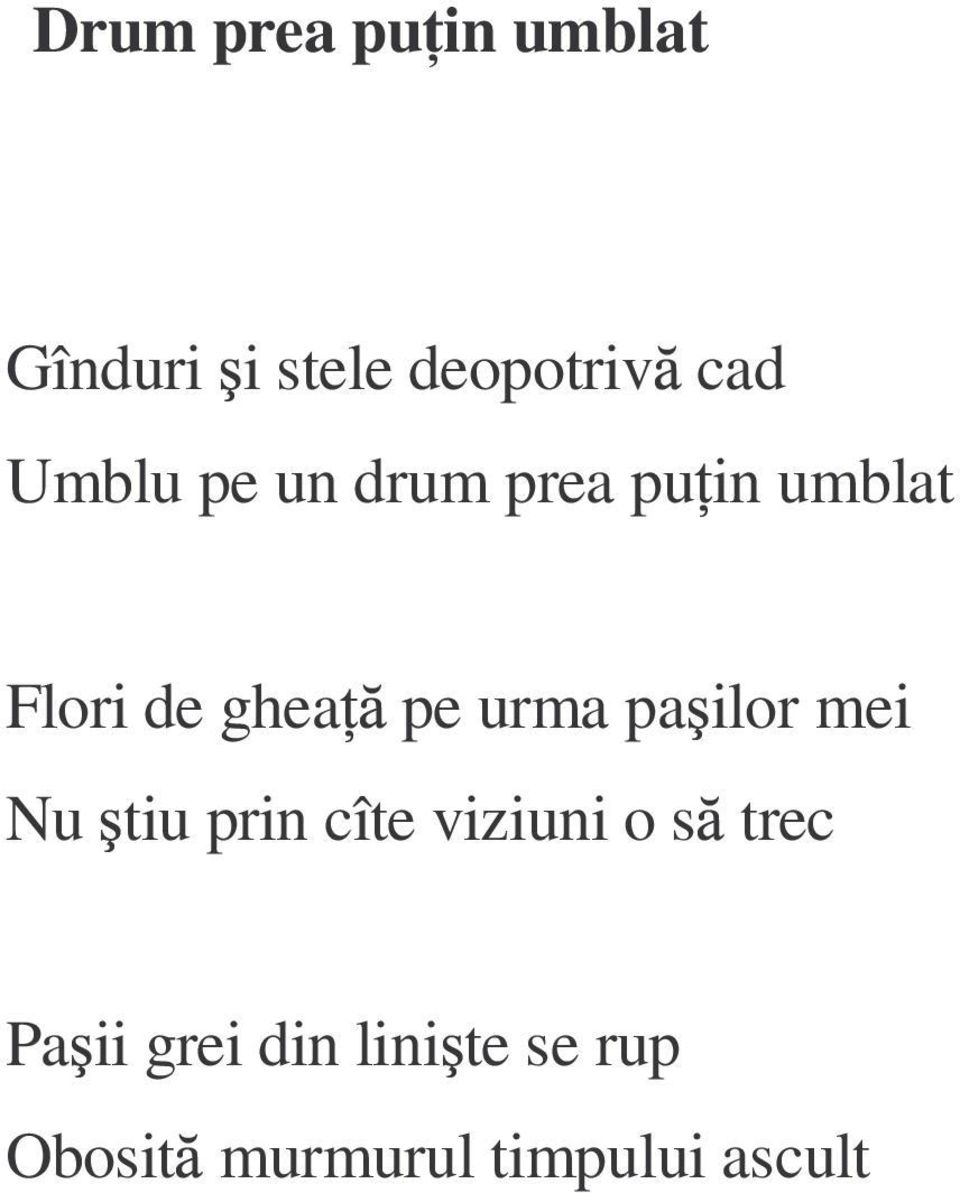 urma pa ilor mei Nu tiu prin cîte viziuni o s trec Pa