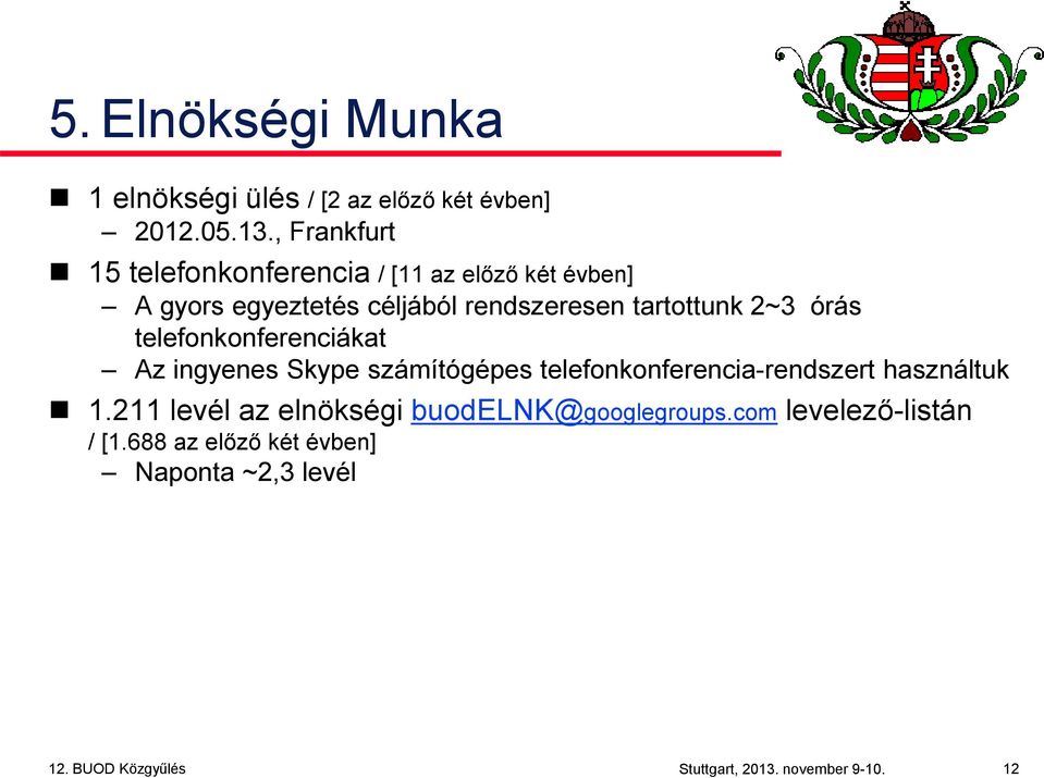 2~3 órás telefonkonferenciákat Az ingyenes Skype számítógépes telefonkonferencia-rendszert használtuk 1.