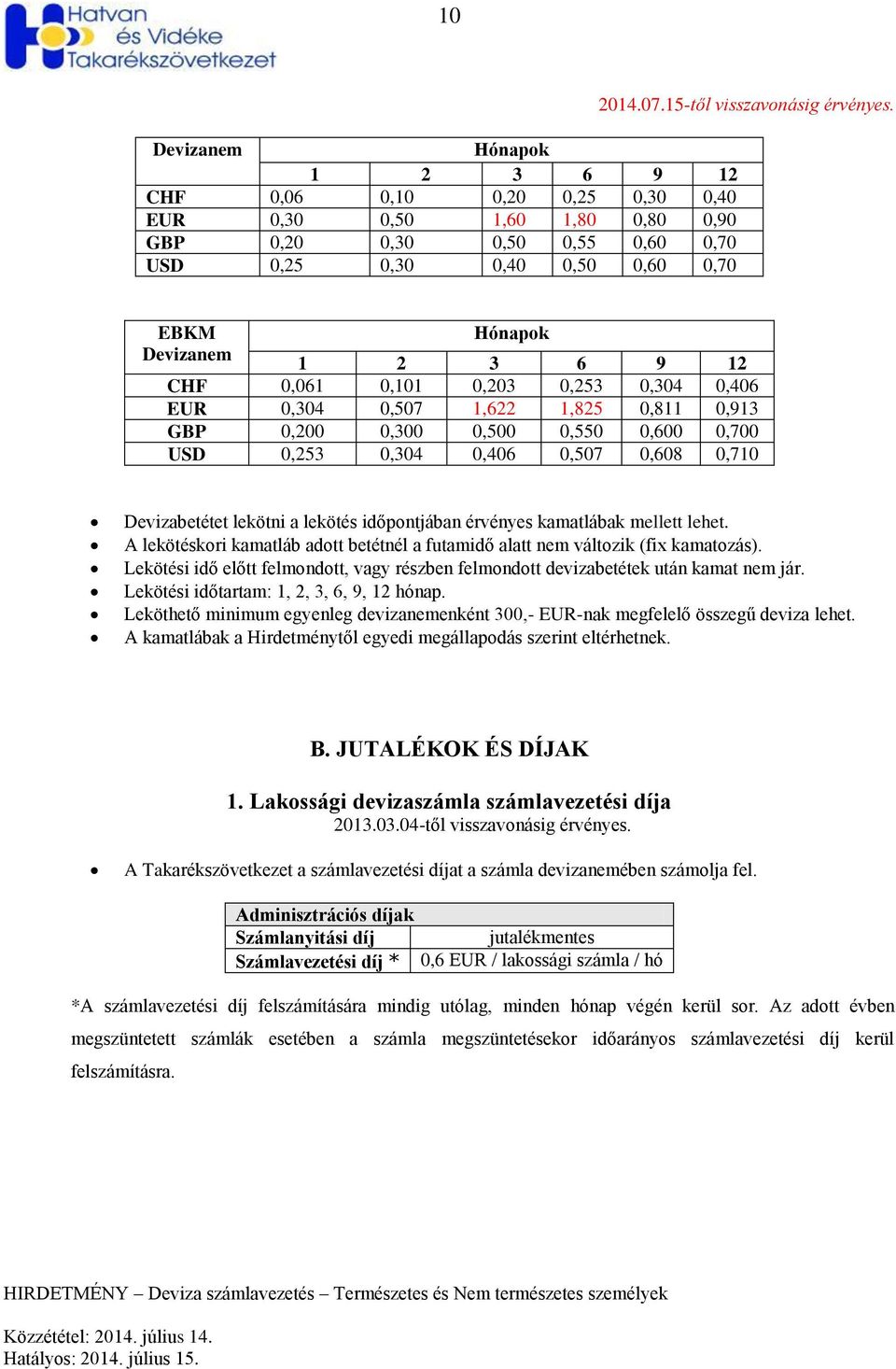 EBKM Hónapok Devizanem 1 2 3 6 9 12 CHF 0,061 0,101 0,203 0,253 0,304 0,406 EUR 0,304 0,507 1,622 1,825 0,811 0,913 GBP 0,200 0,300 0,500 0,550 0,600 0,700 USD 0,253 0,304 0,406 0,507 0,608 0,710