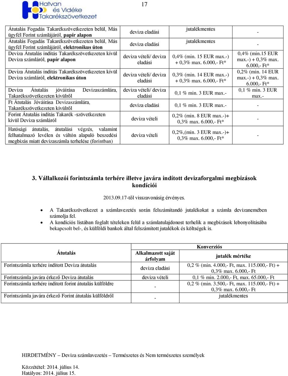 Devizaszámlára, Takarékszövetkezeten kívülről Ft Átutalás Jóváírása Devizaszámlára, Takarékszövetkezeten kívülről Forint Átutalás indítás Takarék szövetkezeten kívül Deviza számláról Hatósági