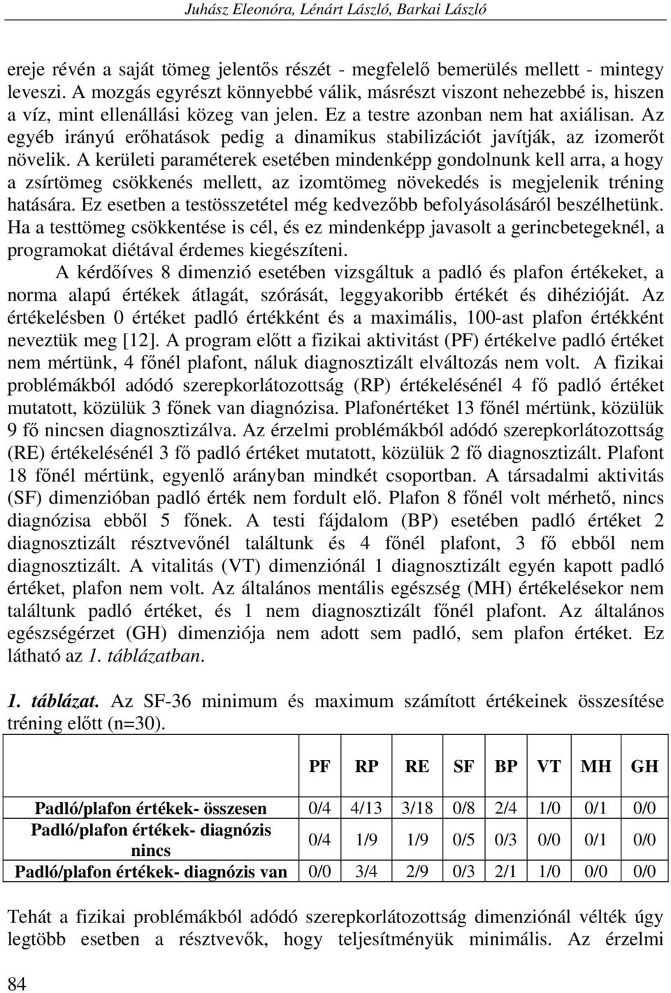 Az egyéb irányú erőhatások pedig a dinamikus stabilizációt javítják, az izomerőt növelik.