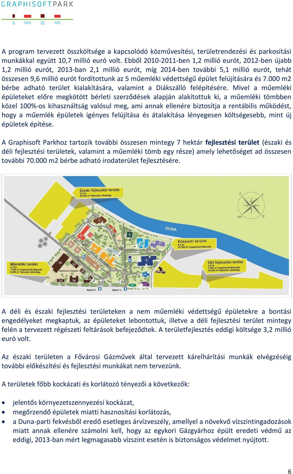védettségű épület felújítására és 7.000 m2 bérbe adható terület kialakítására, valamint a Diákszálló felépítésére.