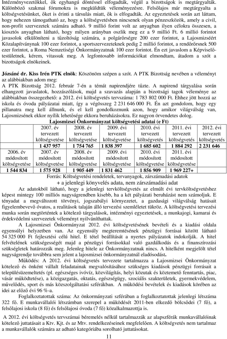 Az egyeztetések során azt láttam, hogy nehezen támogatható az, hogy a költségvetésben nincsenek olyan pénzeszközök, amely a civil, non-profit szervezetek számára adható.