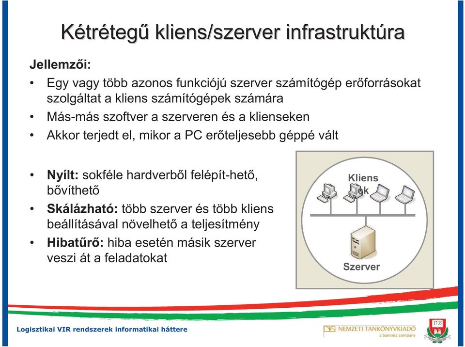 PC er teljesebb géppé vált Nyílt: sokféle hardverb l felépít-het, b víthet Skálázható: több szerver és több