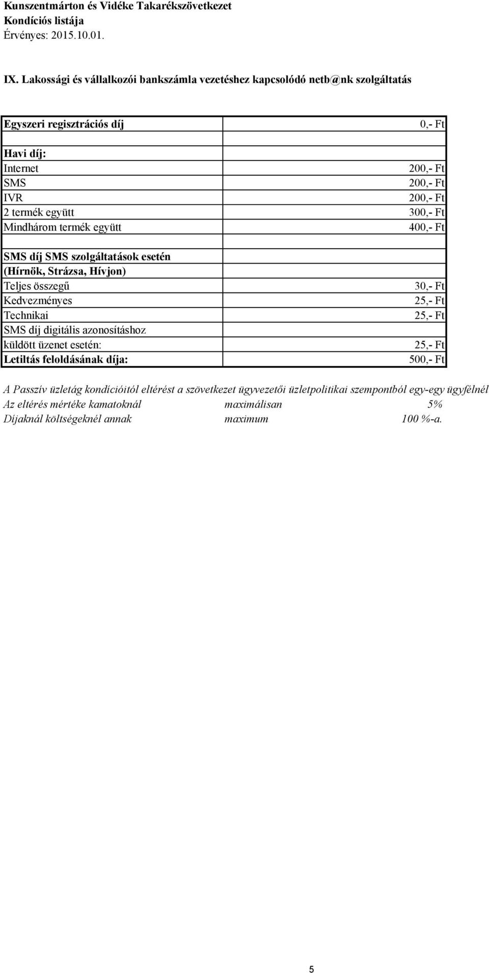 azonosításhoz küldött üzenet esetén: Letiltás feloldásának díja: 0,- Ft 300,- Ft 400,- Ft 30,- Ft 500,- Ft A Passzív üzletág kondícióitól eltérést a