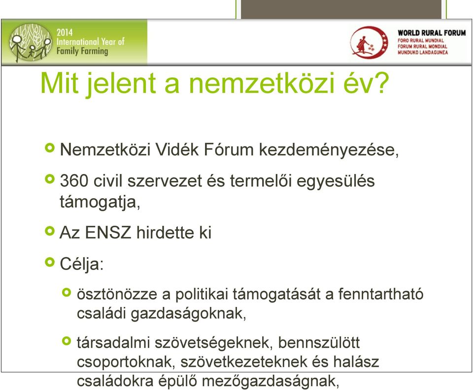 támogatja, Az ENSZ hirdette ki Célja: ösztönözze a politikai támogatását a