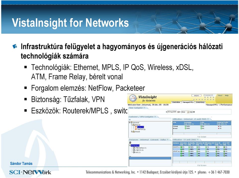 QoS, Wireless, xdsl, ATM, Frame Relay, bérelt vonal Forgalom elemzés: NetFlow,