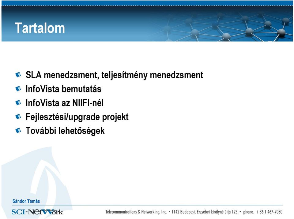 bemutatás InfoVista az NIIFI-nél