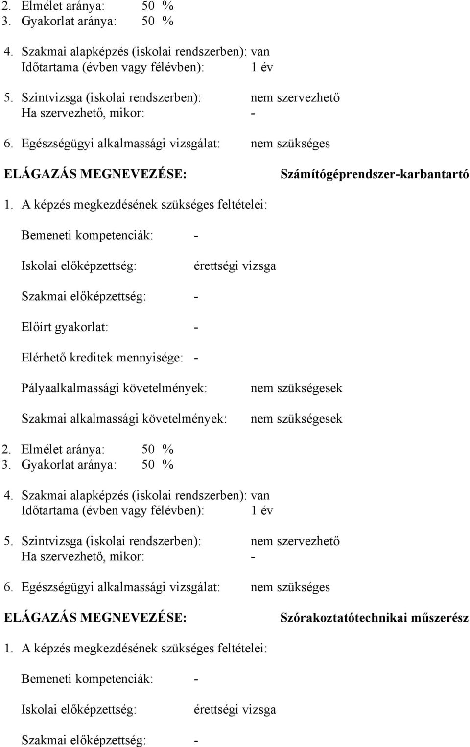 A képzés megkezdésének szükséges feltételei: Bemeneti kompetenciák: - Iskolai előképzettség: érettségi vizsga Szakmai előképzettség: - Előírt gyakorlat: - Elérhető kreditek mennyisége: -