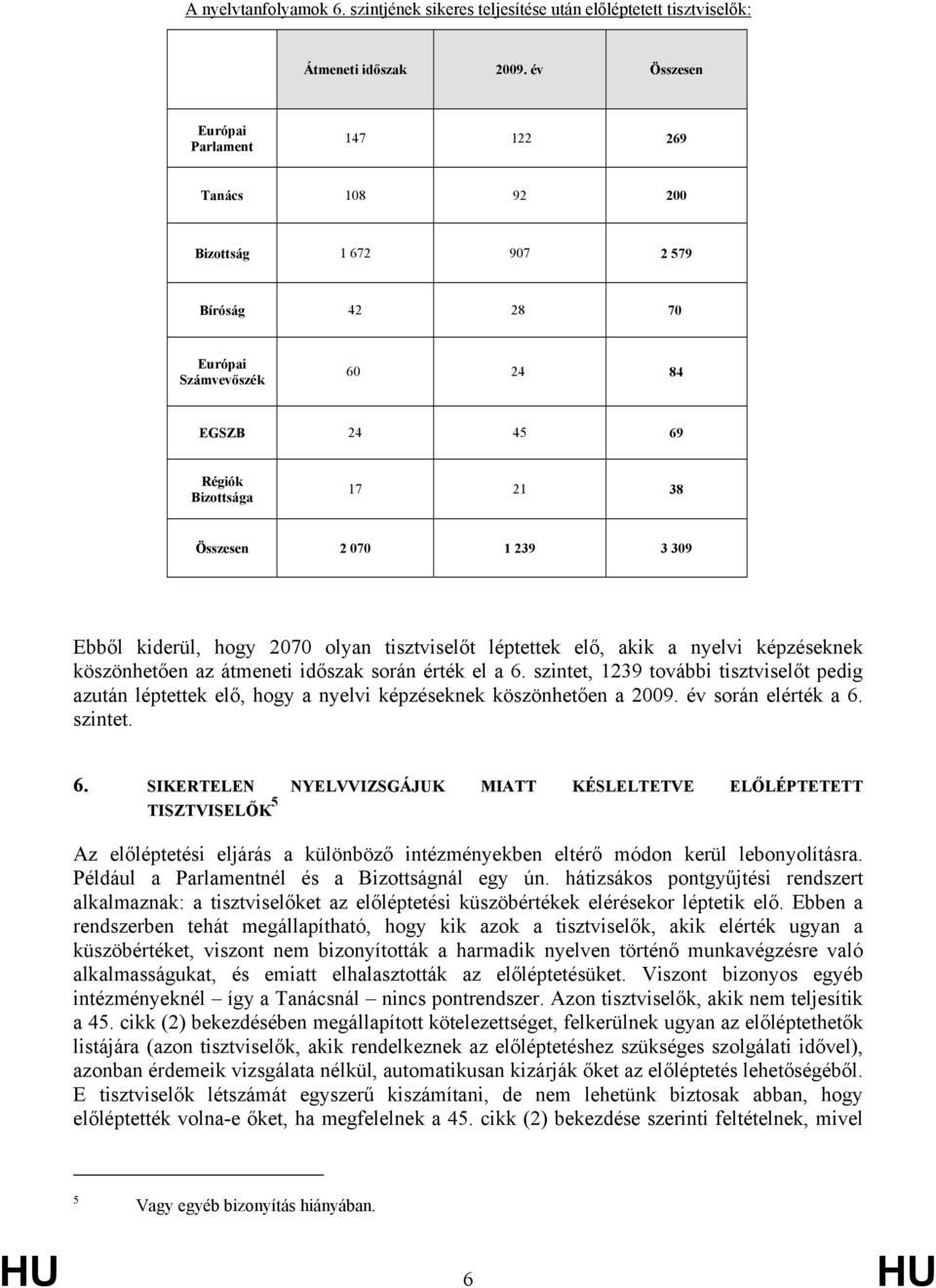 kiderül, hogy 2070 olyan tisztviselőt léptettek elő, akik a nyelvi képzéseknek köszönhetően az átmeneti időszak során érték el a 6.