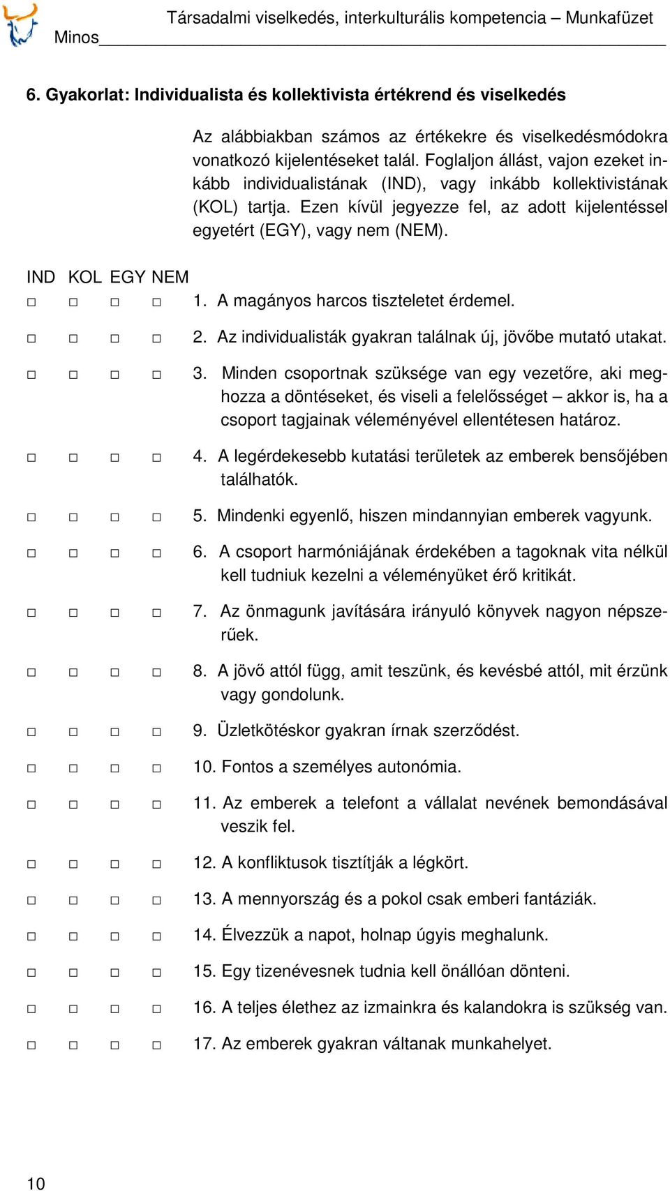 IND KOL EGY NEM 1. A magányos harcos tiszteletet érdemel. 2. Az individualisták gyakran találnak új, jövőbe mutató utakat. 3.