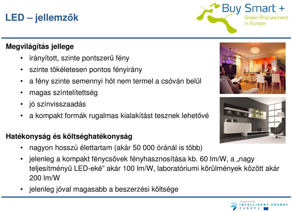 és költséghatékonyság nagyon hosszú élettartam (akár 50 000 óránál is több) jelenleg a kompakt fénycsövek fényhasznosítása kb.