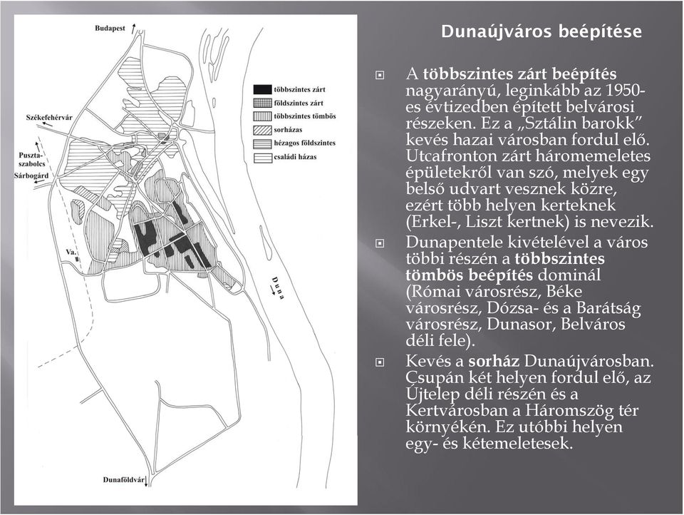 Utcafronton zárt háromemeletes épületekről van szó, melyek egy belső udvart vesznek közre, ezért több helyen kerteknek (Erkel-, Liszt kertnek) is nevezik.