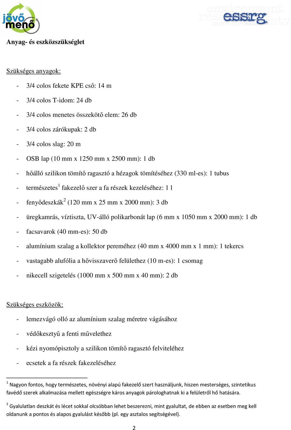 mm x 25 mm x 2000 mm): 3 db - üregkamrás, víztiszta, UV-álló polikarbonát lap (6 mm x 1050 mm x 2000 mm): 1 db - facsavarok (40 mm-es): 50 db - alumínium szalag a kollektor pereméhez (40 mm x 4000 mm