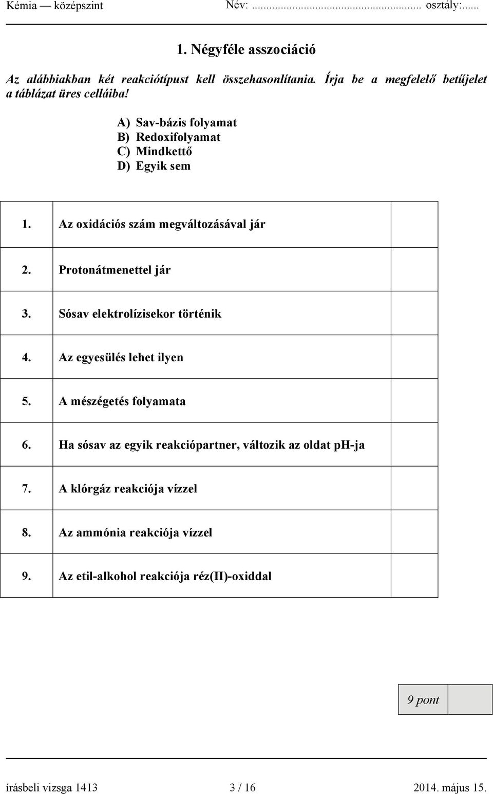 Sósav elektrolízisekor történik 4. Az egyesülés lehet ilyen 5. A mészégetés folyamata 6.