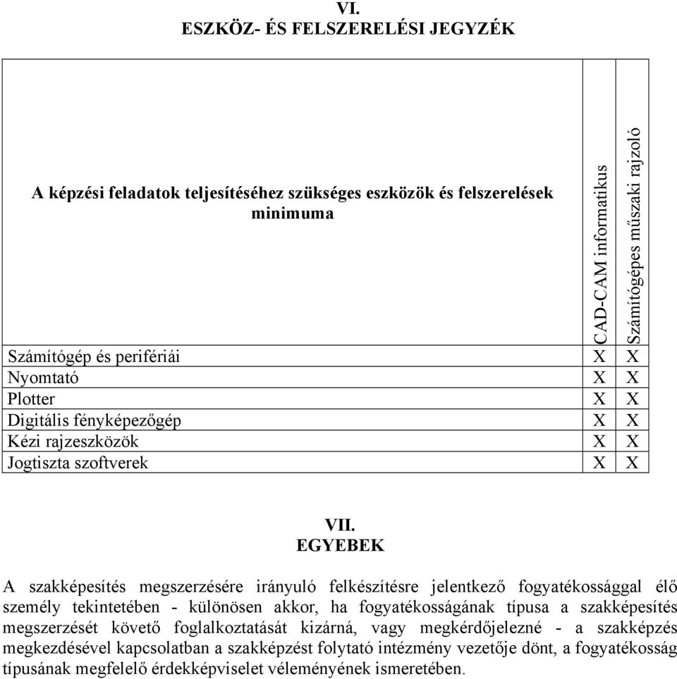 EGYEBEK A szakképesítés megszerzésére irányuló felkészítésre jelentkező fogyatékossággal élő személy tekintetében - különösen akkor, ha fogyatékosságának típusa a szakképesítés