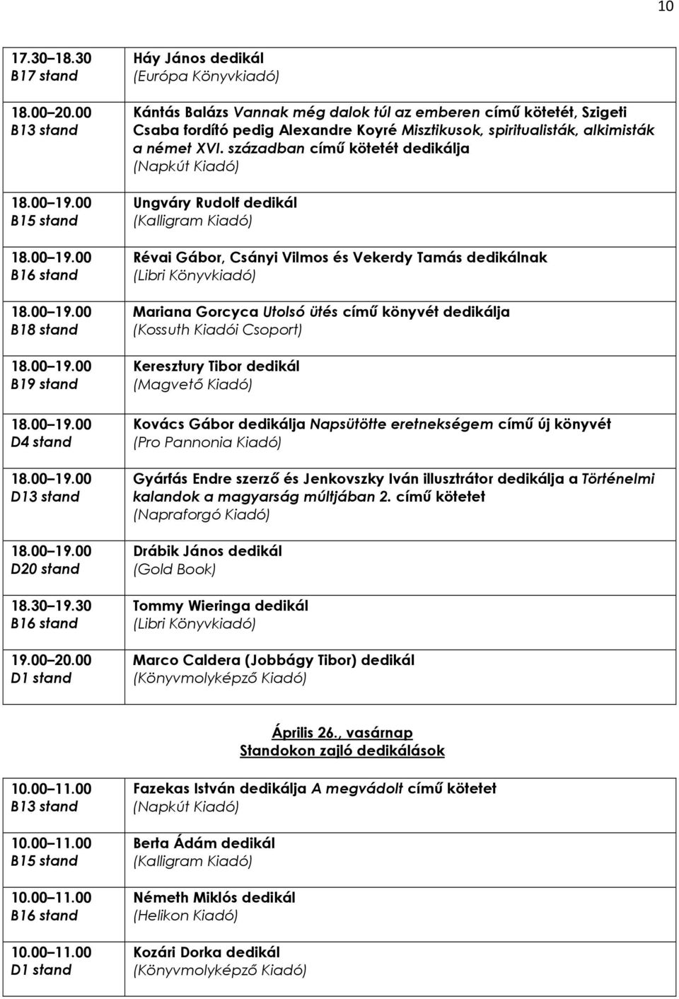 00 Háy János dedikál (Európa Könyvkiadó) Kántás Balázs Vannak még dalok túl az emberen címő kötetét, Szigeti Csaba fordító pedig Alexandre Koyré Misztikusok, spiritualisták, alkimisták a német XVI.