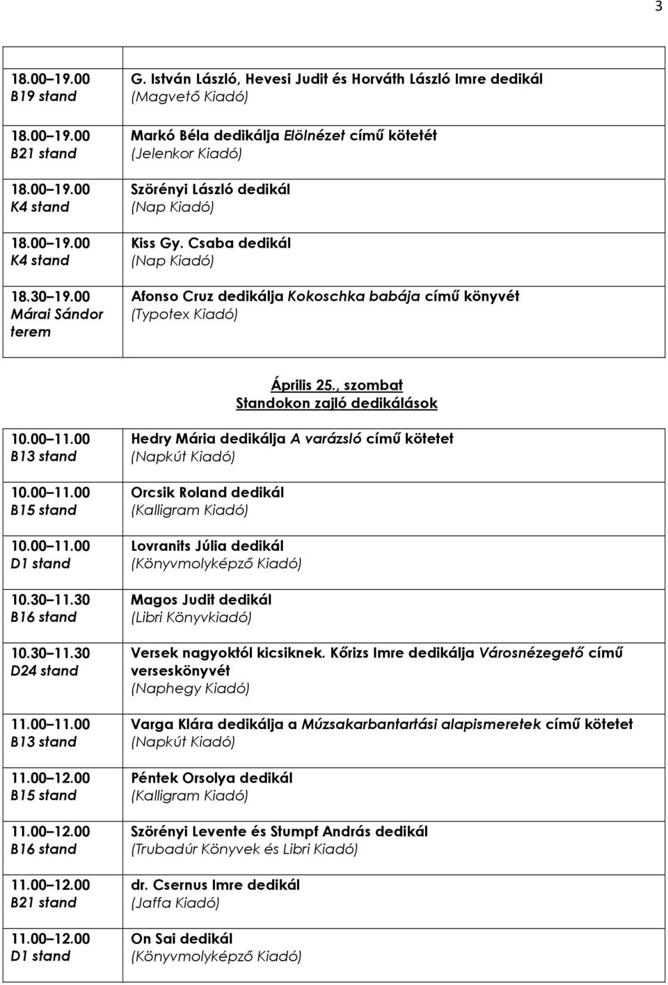 00 Hedry Mária dedikálja A varázsló címő kötetet Orcsik Roland dedikál Lovranits Júlia dedikál Magos Judit dedikál Versek nagyoktól kicsiknek.