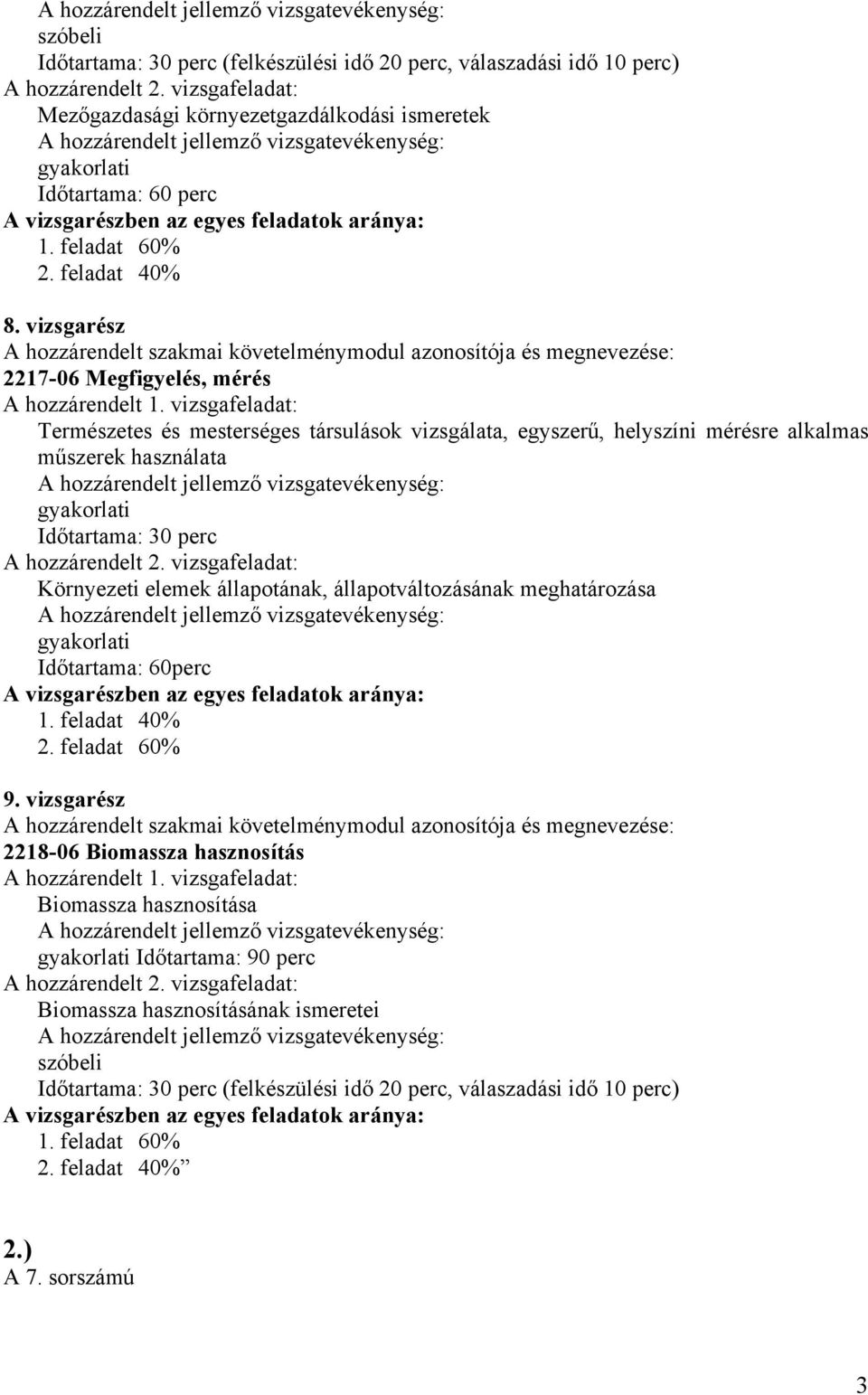 vizsgarész 2217-06 Megfigyelés, mérés Természetes és mesterséges társulások vizsgálata, egyszerű, helyszíni mérésre alkalmas műszerek használata gyakorlati Időtartama: 30 perc A hozzárendelt 2.