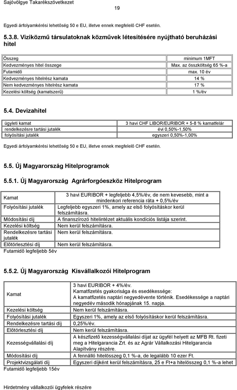 10 év Kedvezményes hitelrész kamata 14 