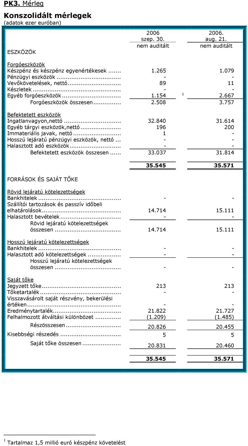 840 31.614 Egyéb tárgyi eszközök,nettó... 196 200 Immateriális javak, nettó... 1 - Hosszú lejáratú pénzügyi eszközök, nettó... - - Halasztott adó eszközök... - - Befektetett eszközök összesen... 33.