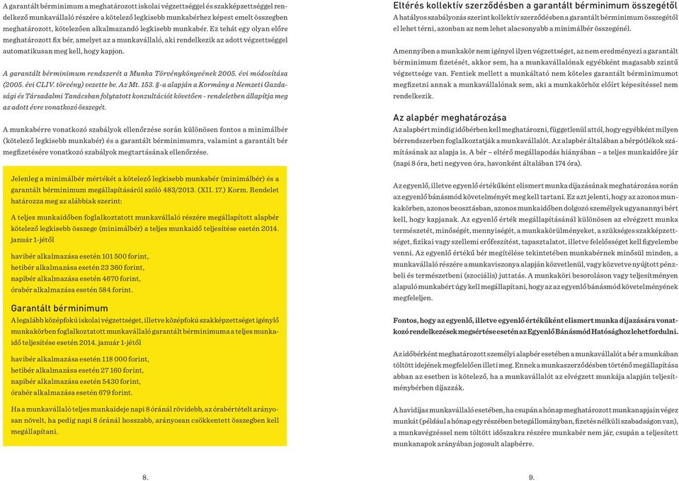 A garantált bérminimum rendszerét a Munka Törvénykönyvének 2005. évi módosítása (2005. évi CLIV. törvény) vezette be. Az Mt. 153.