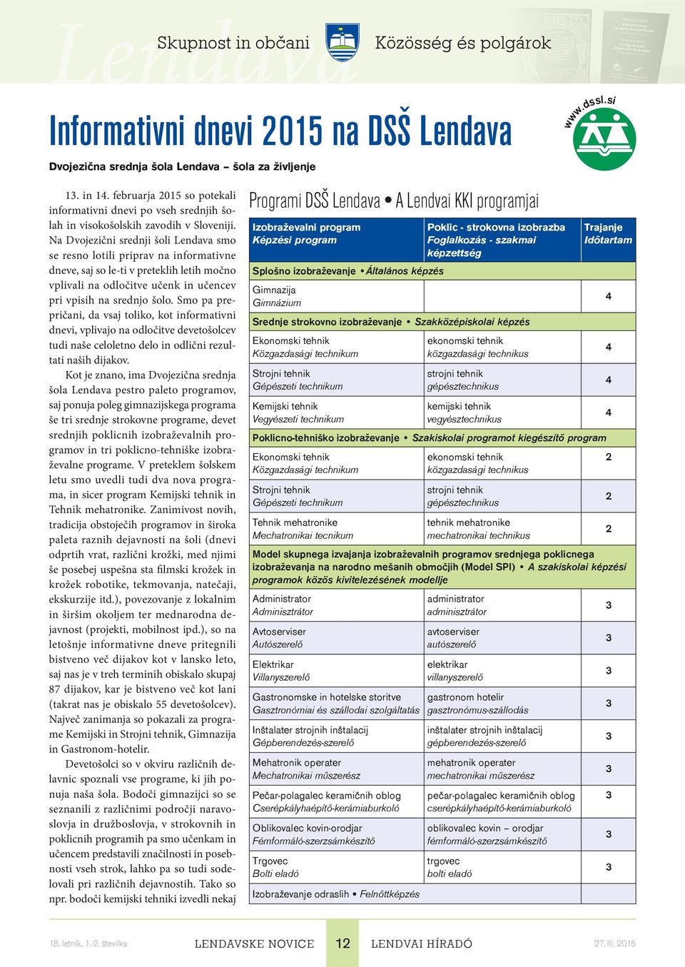 Na Dvojezični srednji šoli Lendava smo se resno lotili priprav na informativne dneve, saj so le-ti v preteklih letih močno vplivali na odločitve učenk in učencev pri vpisih na srednjo šolo.