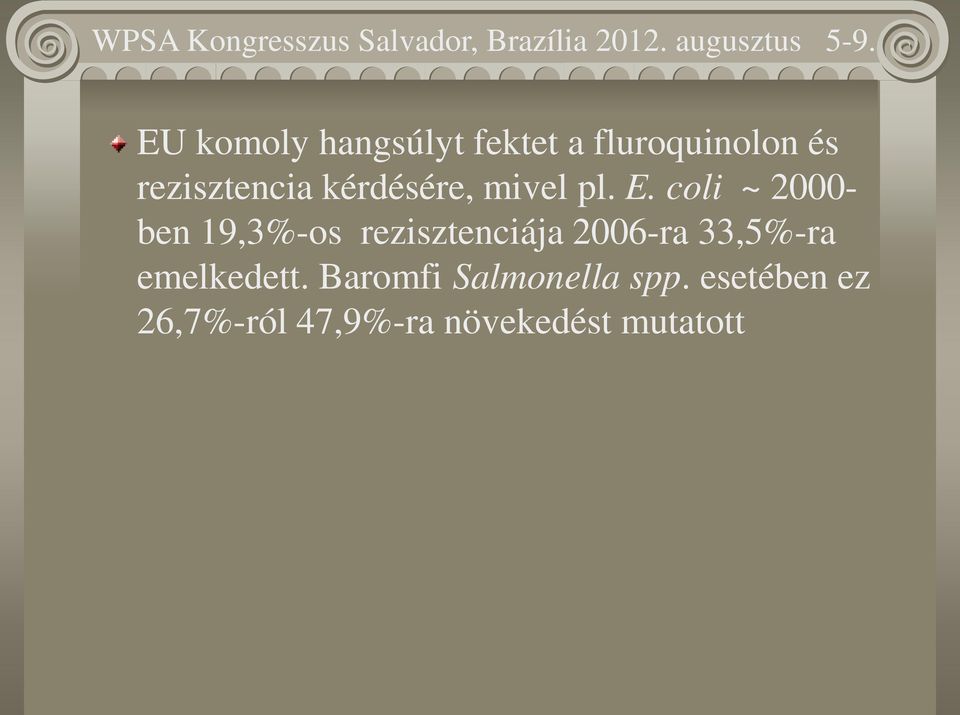 coli ~ 2000- ben 19,3%-os rezisztenciája 2006-ra