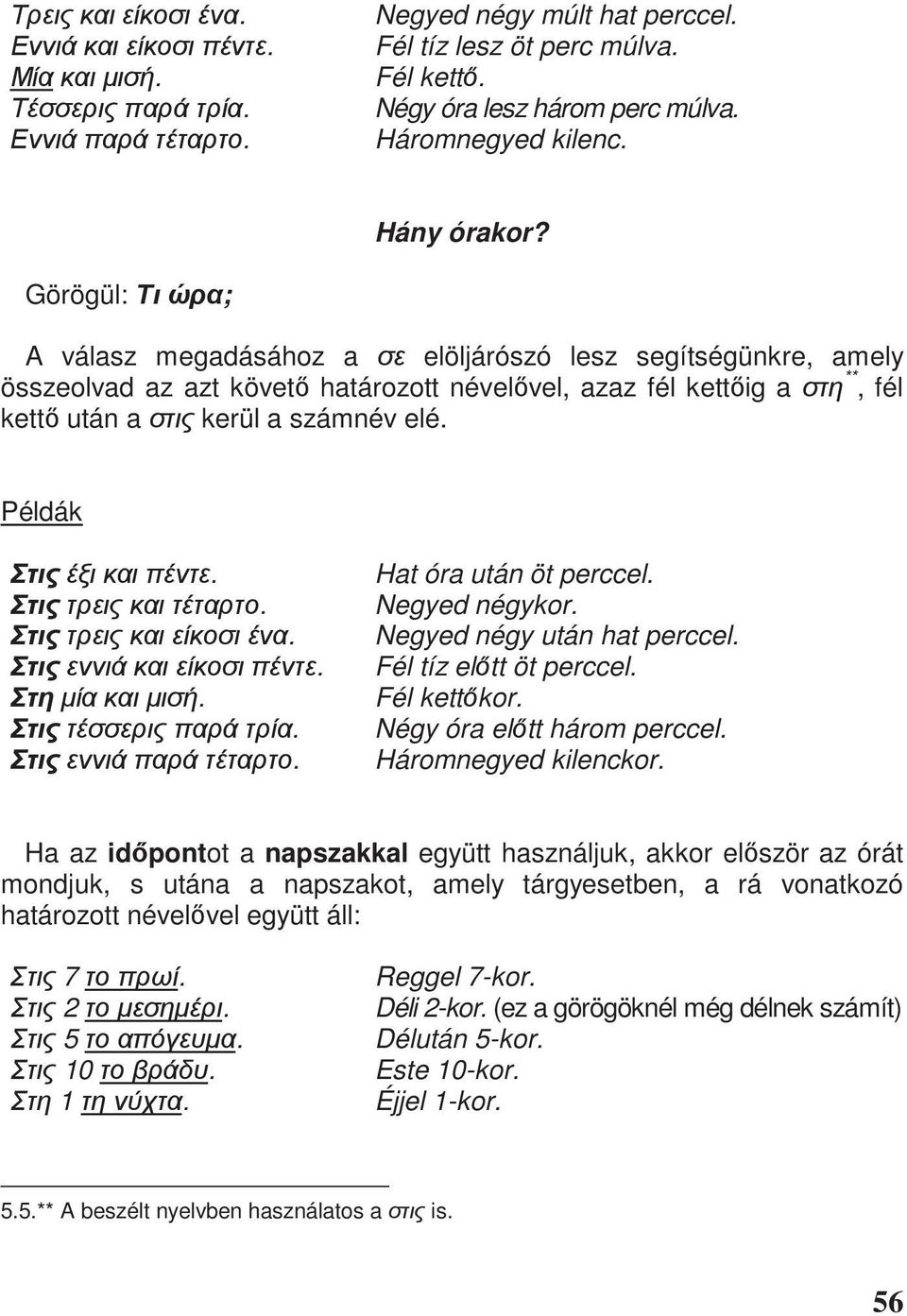 ...... Hat óra után öt perccel. Negyed négykor. Negyed négy után hat perccel. Fél tíz el tt öt perccel. Fél kett kor. Négy óra el tt három perccel. Háromnegyed kilenckor.
