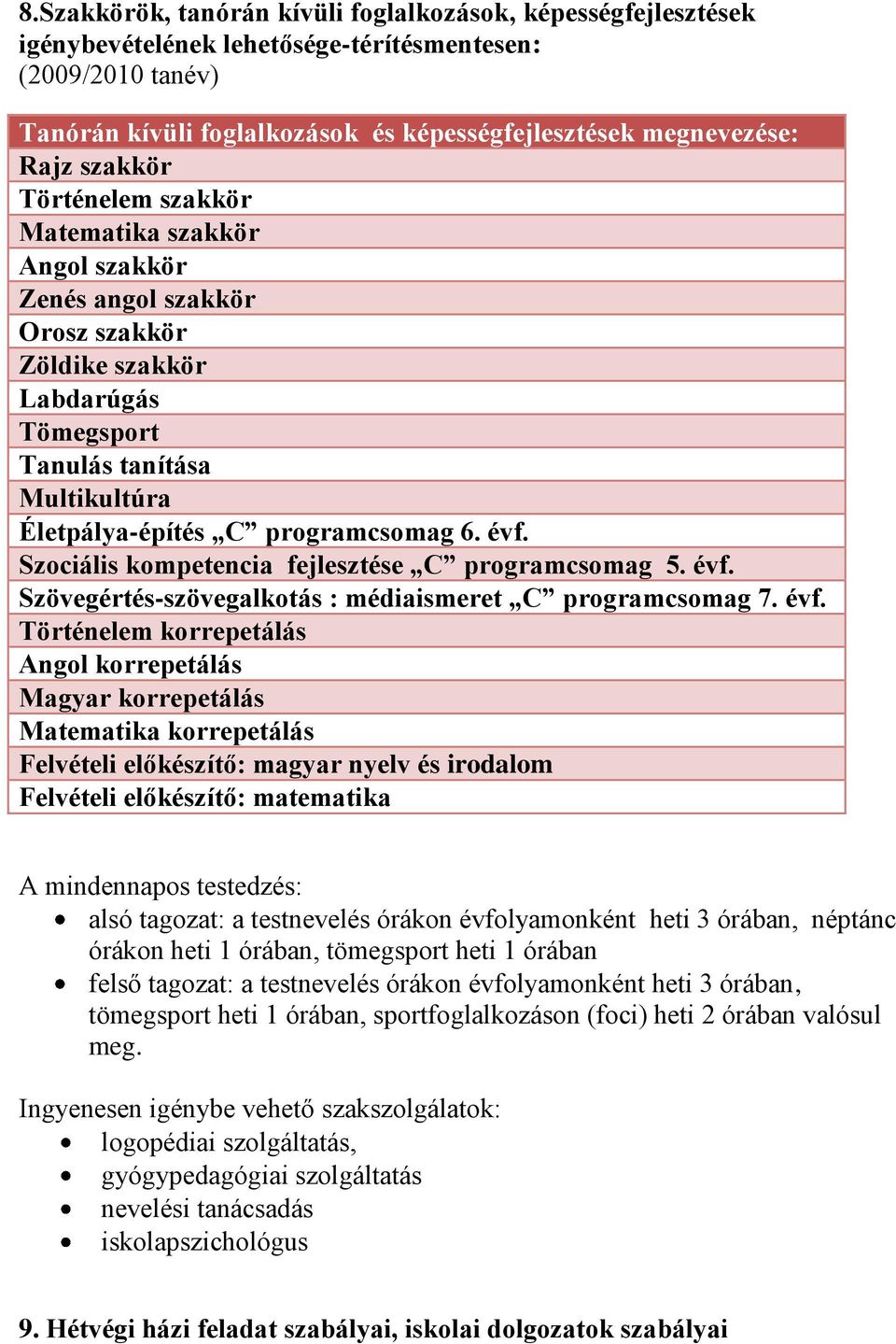 Szociális kompetencia fejlesztése C proramcsoma 5. évf.