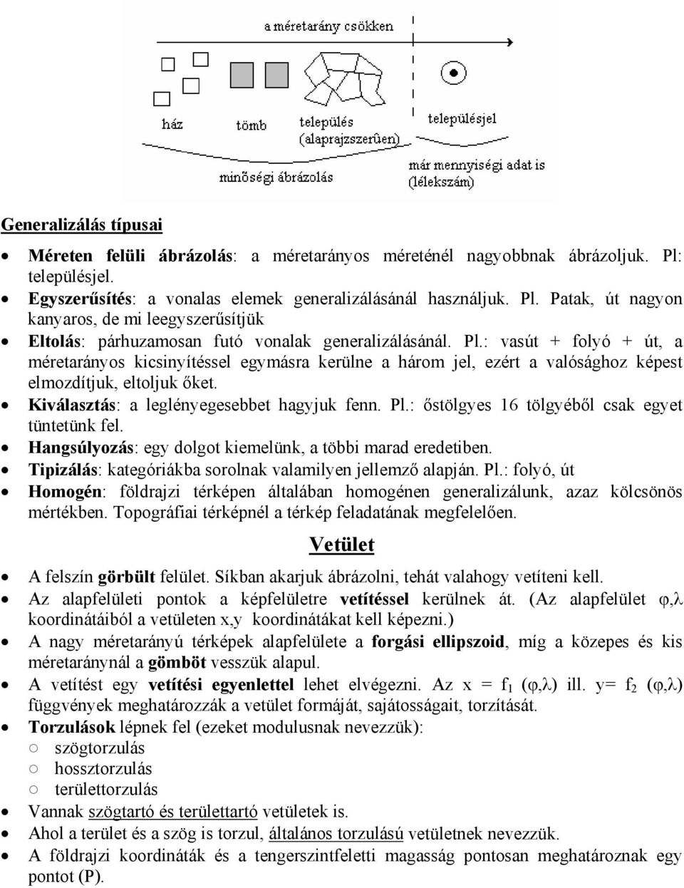 Patak, út nagyon kanyaros, de mi leegyszerűsítjük Eltolás: párhuzamosan futó vonalak generalizálásánál. Pl.