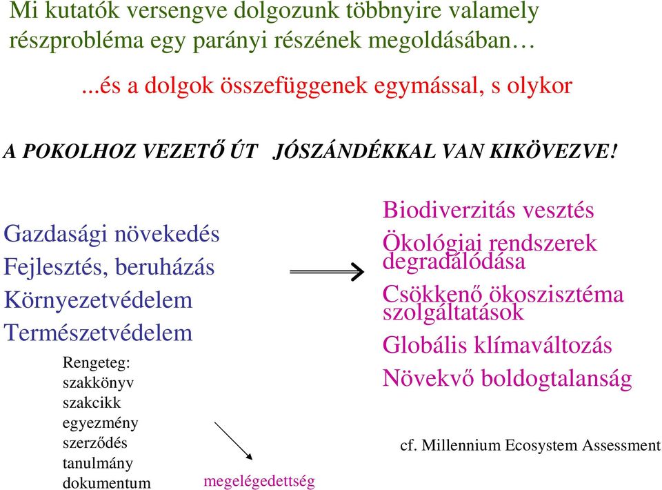 Gazdasági növekedés Fejlesztés, beruházás Környezetvédelem Természetvédelem Rengeteg: szakkönyv szakcikk egyezmény szerzıdés