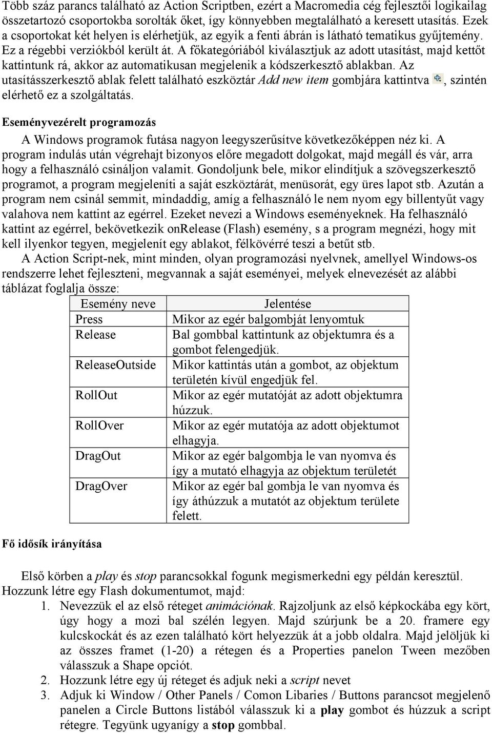 A főkategóriából kiválasztjuk az adott utasítást, majd kettőt kattintunk rá, akkor az automatikusan megjelenik a kódszerkesztő ablakban.