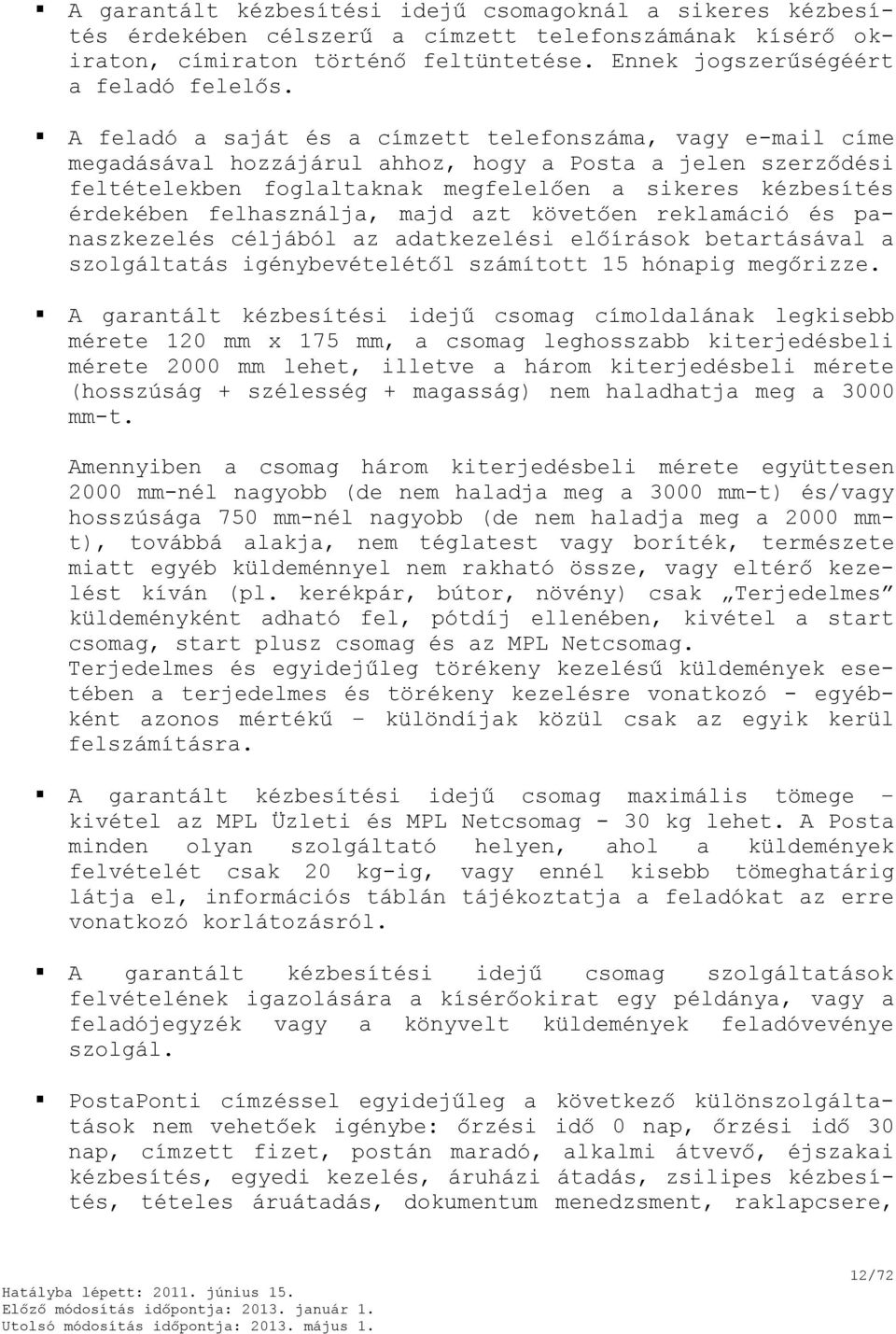Küldeményforgalmi Üzletszabályzat - PDF Ingyenes letöltés