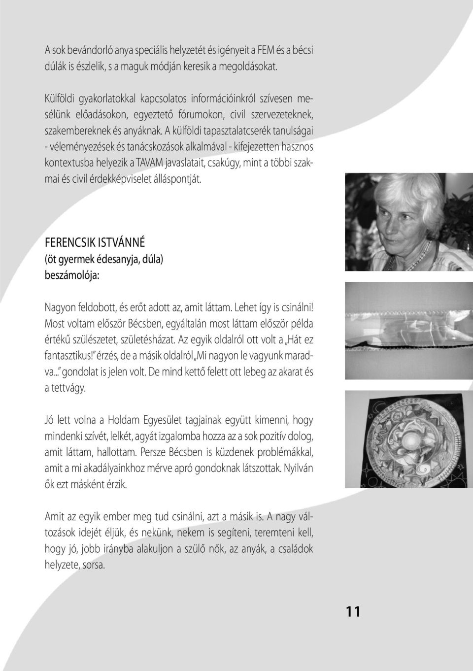 A külföldi tapasztalatcserék tanulságai - véleményezések és tanácskozások alkalmával - kifejezetten hasznos kontextusba helyezik a TAVAM javaslatait, csakúgy, mint a többi szakmai és civil