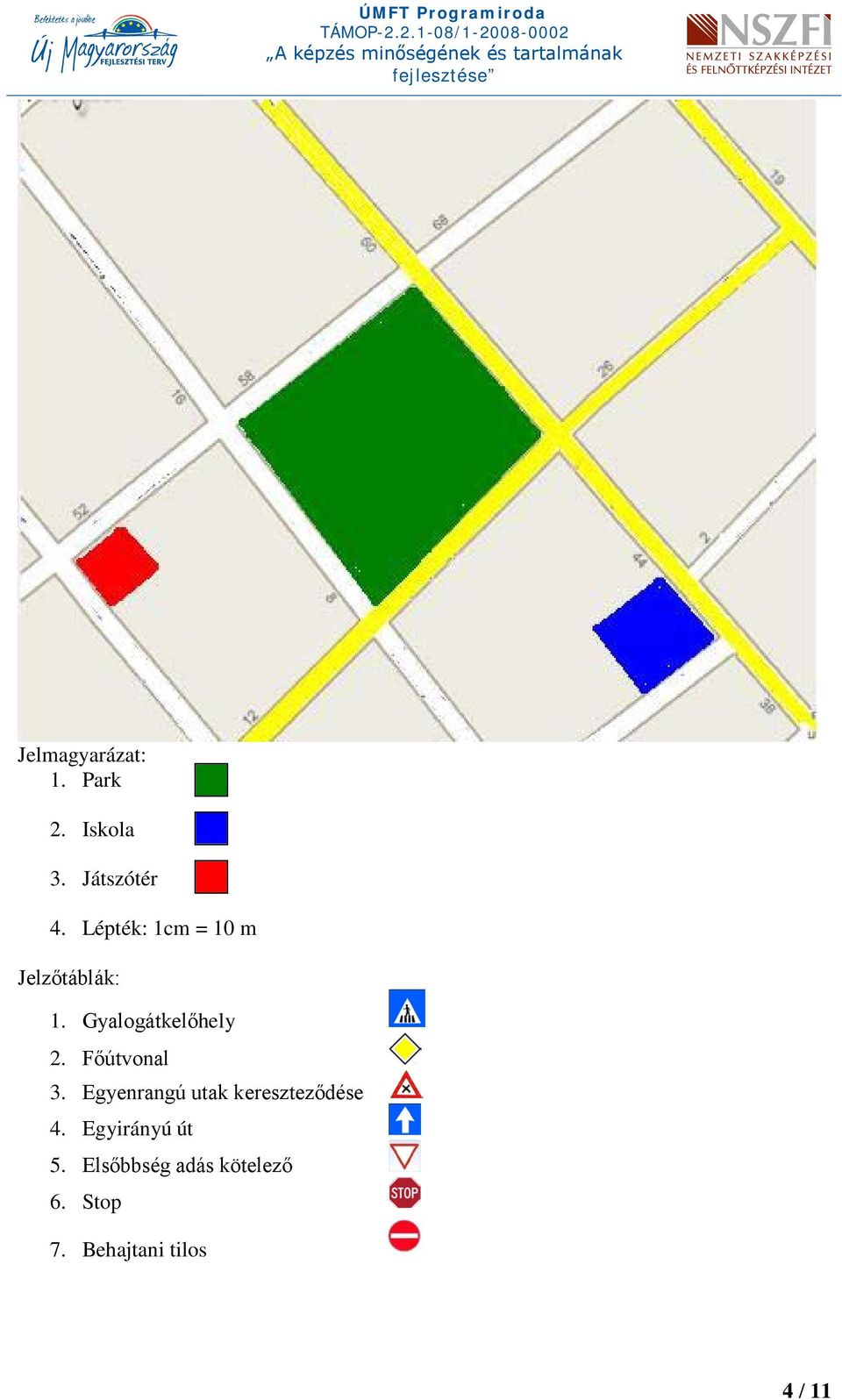 Főútvonal 3. Egyenrangú utak kereszteződése 4.