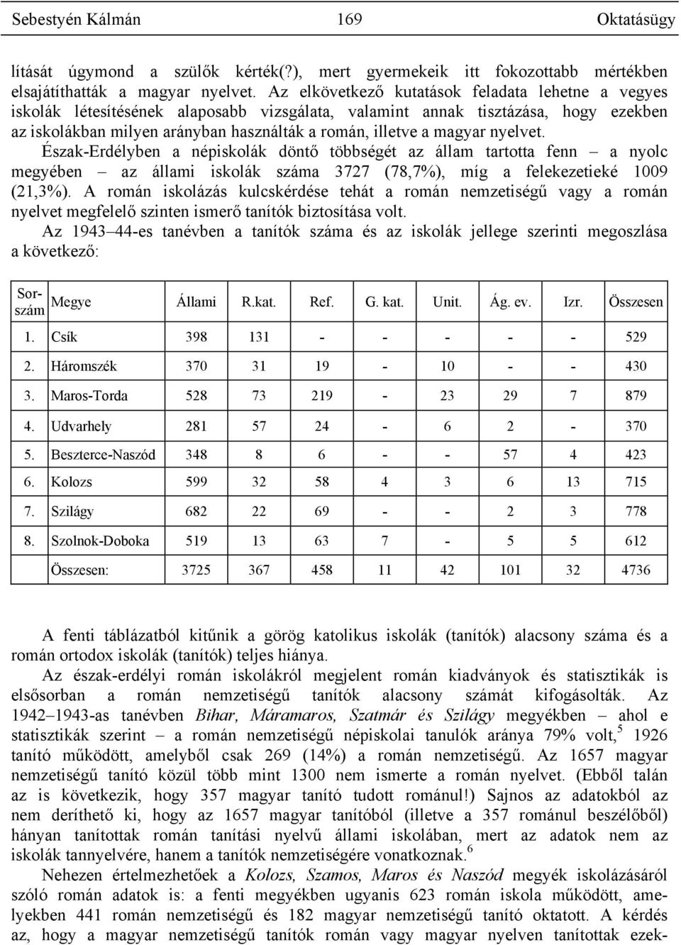 magyar nyelvet. Észak-Erdélyben a népiskolák döntő többségét az állam tartotta fenn a nyolc megyében az állami iskolák száma 3727 (78,7%), míg a felekezetieké 1009 (21,3%).