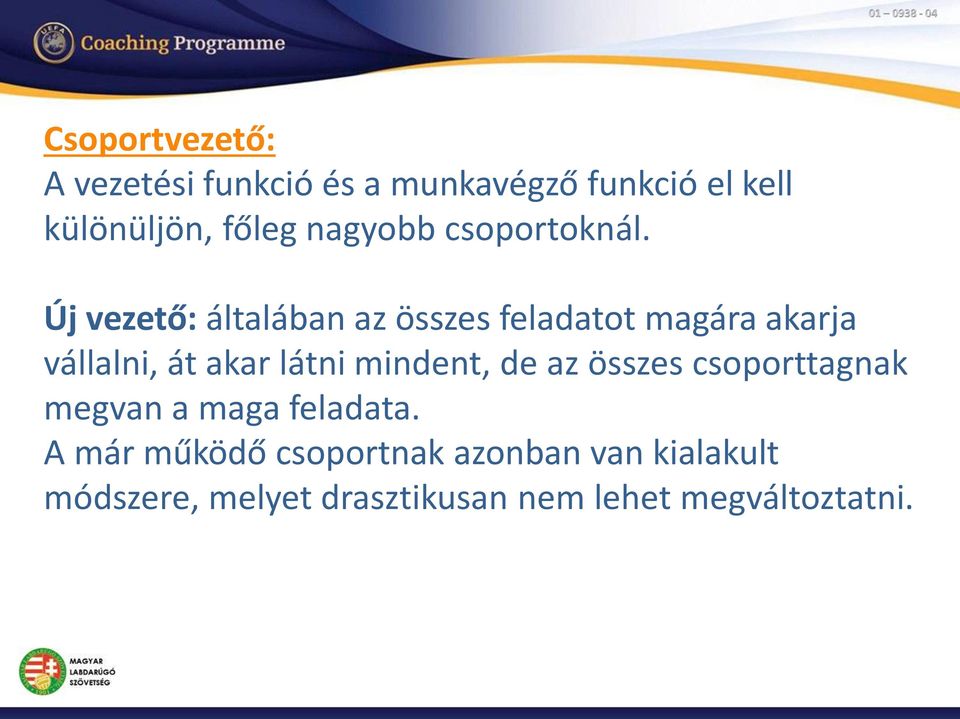 Új vezető: általában az összes feladatot magára akarja vállalni, át akar látni
