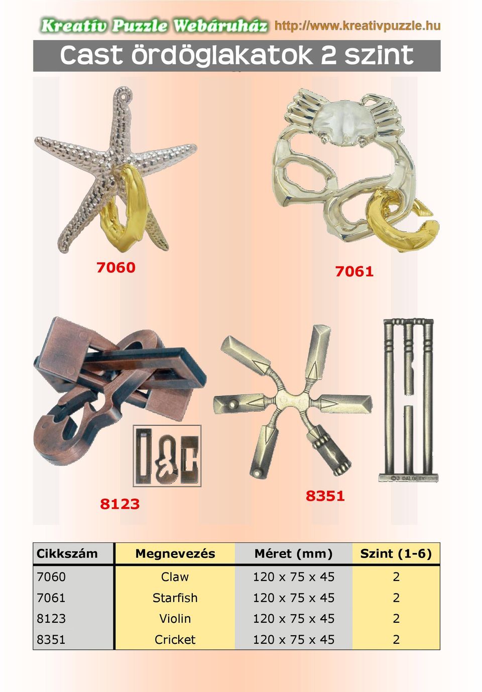 Claw 120 x 75 x 45 2 7061 Starfish 120 x 75 x 45 2