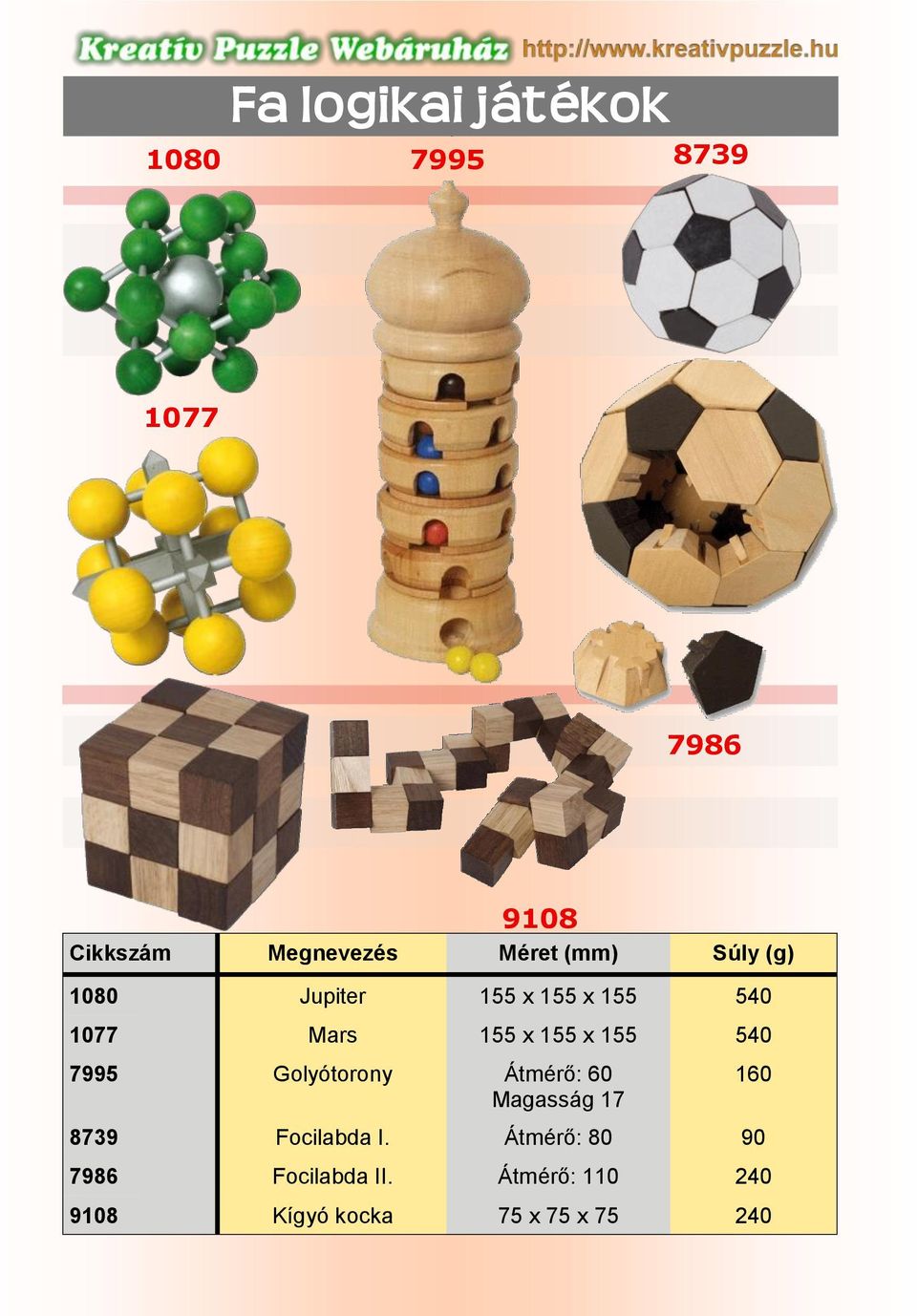 155 540 7995 Golyótorony Átmérő: 60 Magasság 17 8739 Focilabda I.